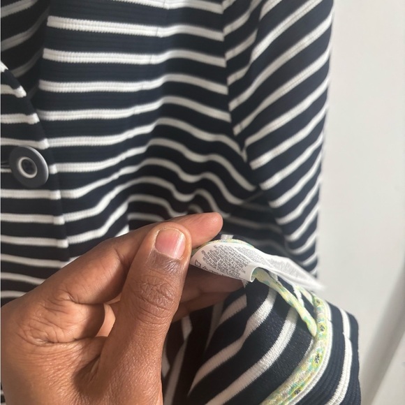 Cabi Trench Coat Maritime M Navy Striped Double Breasted Nautical Mod Jacket - Picture 7 of 8